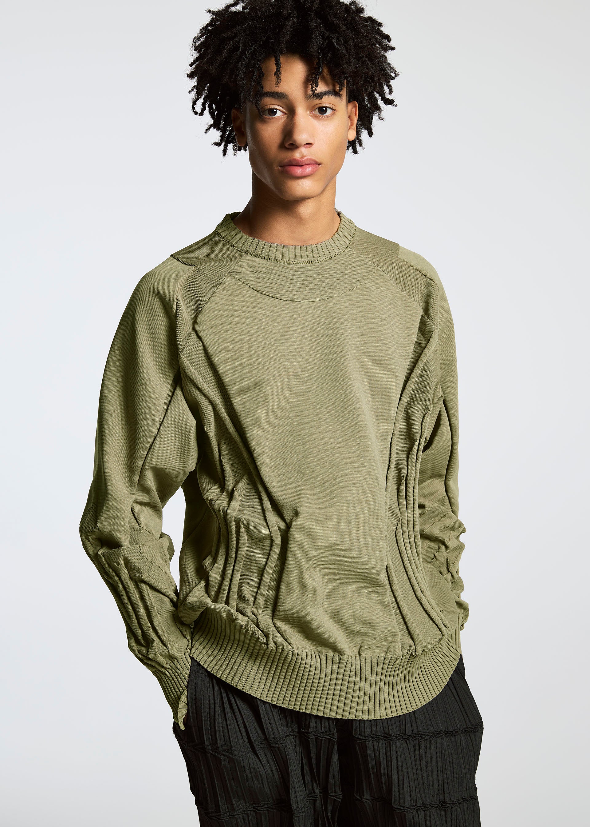 Issey Miyake Type-K 001 svetr dark yellow strečový