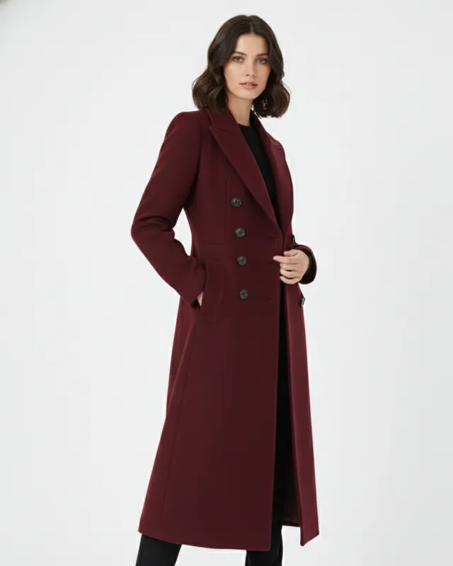 Norielle klasický dlouhý kabát červená elegantní