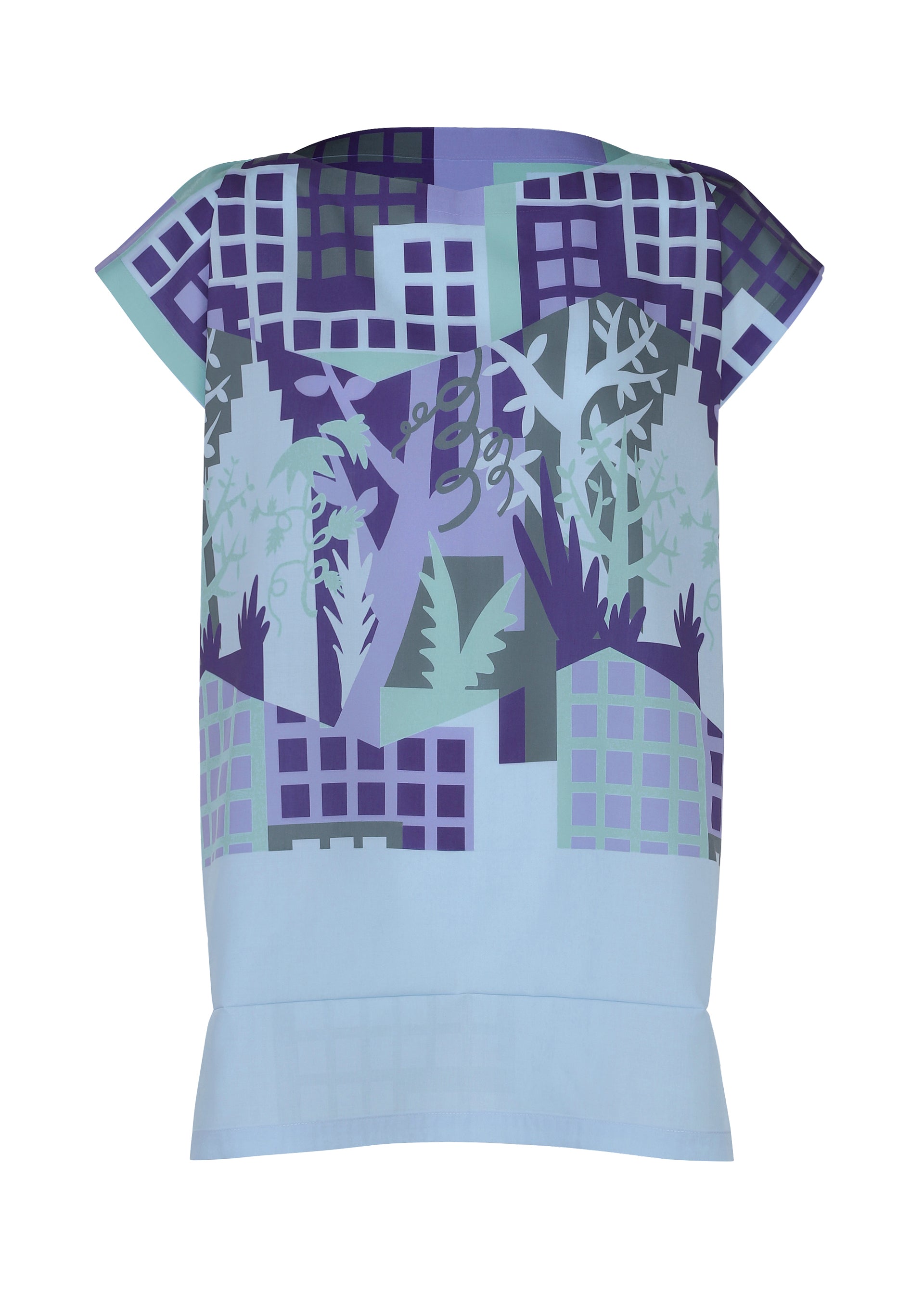 Issey Miyake Me Building Print top šedá s potiskem lehký