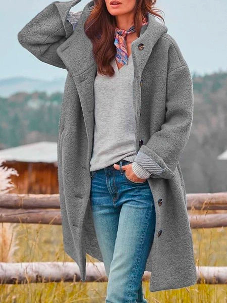Norielle oversize kabát s kapucí černý dlouhý