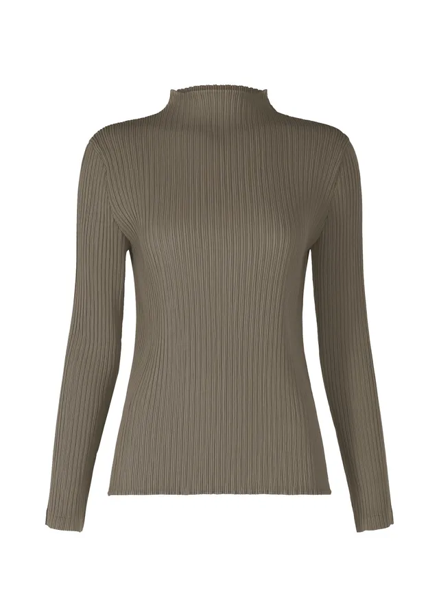 Issey Miyake HATCHING PLEATS top šedý s rolákem