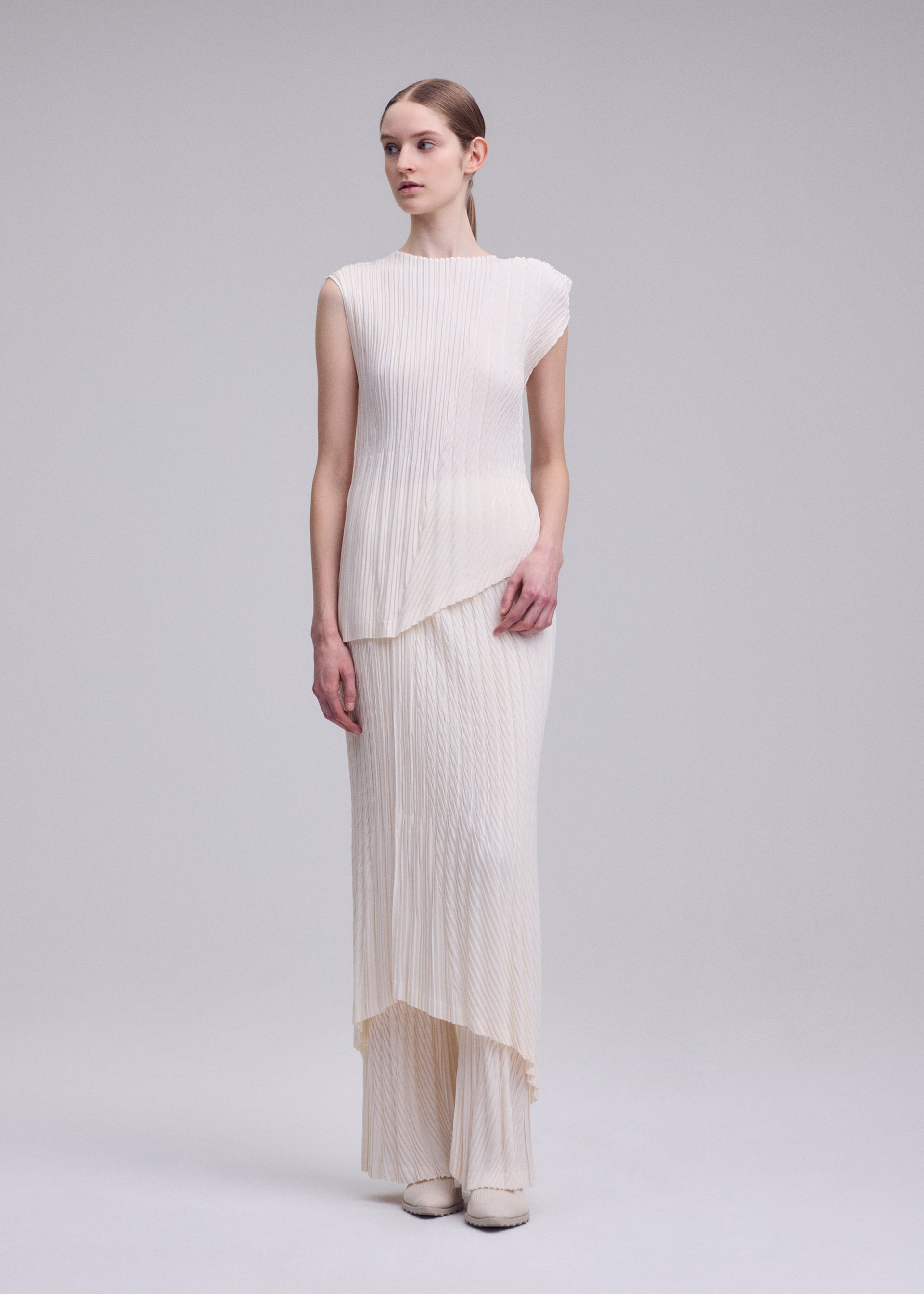 Issey Miyake Unfurling Pleats top Off-White