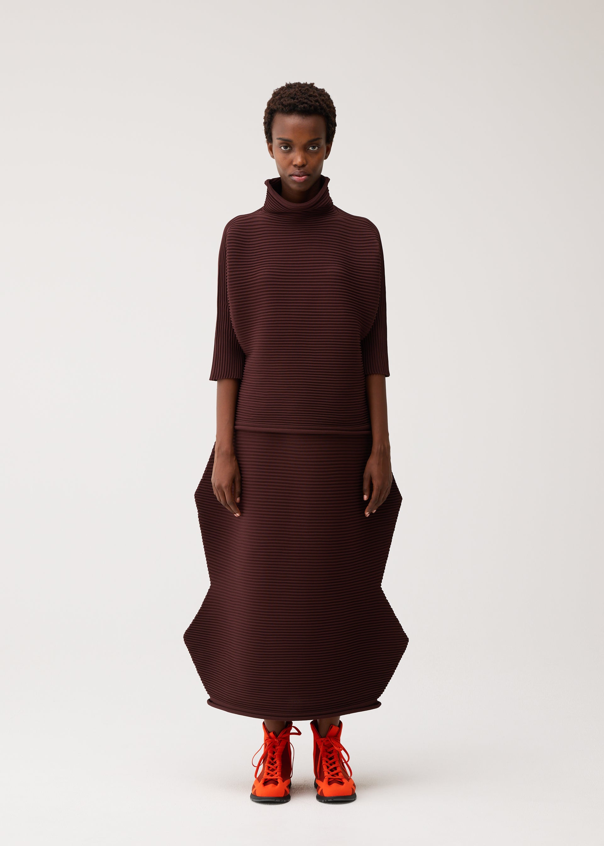 Pleats Please Issey Miyake Zig Zag Knit rolák černý