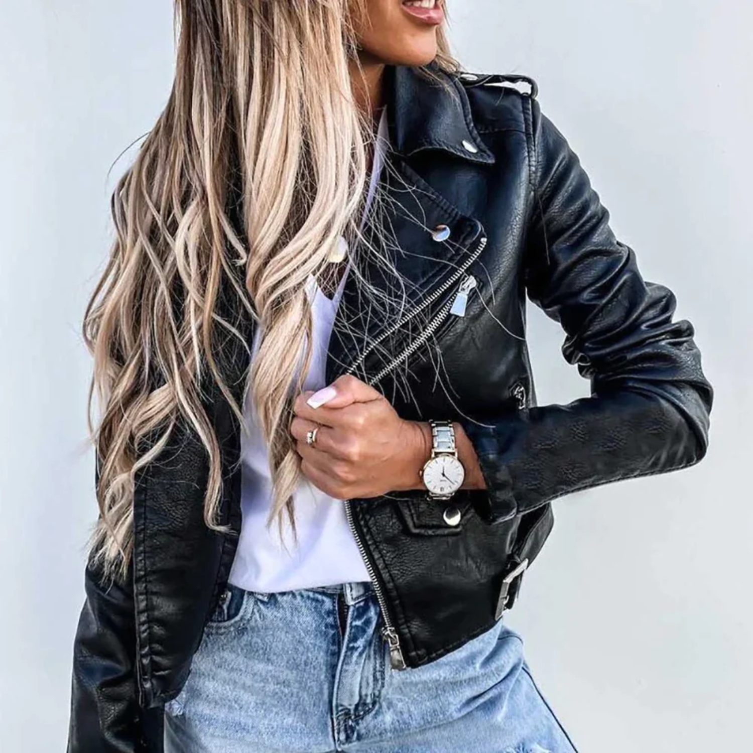 Norielle Biker koženková bunda černá krátká rock