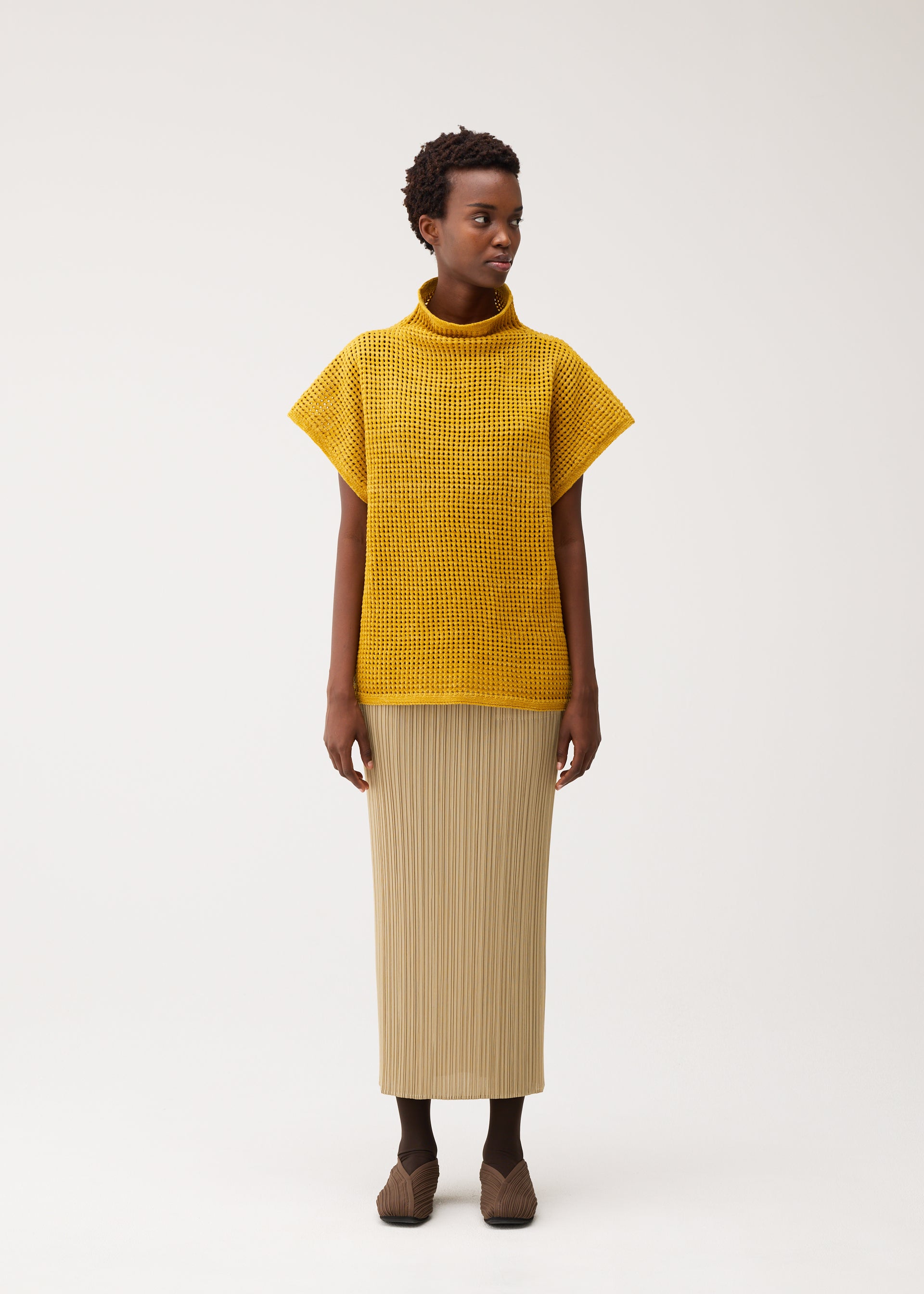 Issey Miyake Pleats Please Dot Knit svetr černá vlněný