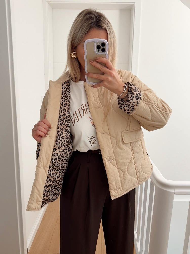 Norielle dámské sako s leopardí podšívkou černá elegantní