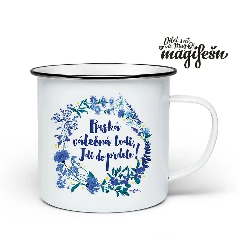 Magifešn plecháček Ruská válečná lodi 300 ml bílý kovový