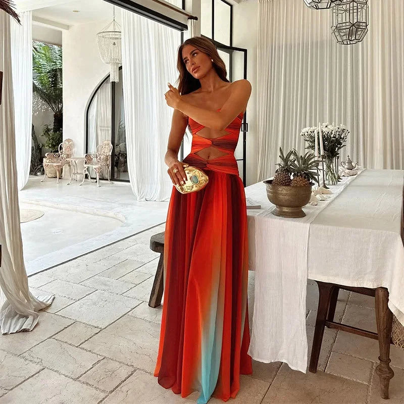 Norielle Bustier maxi šaty multicolore dlouhé pruhované