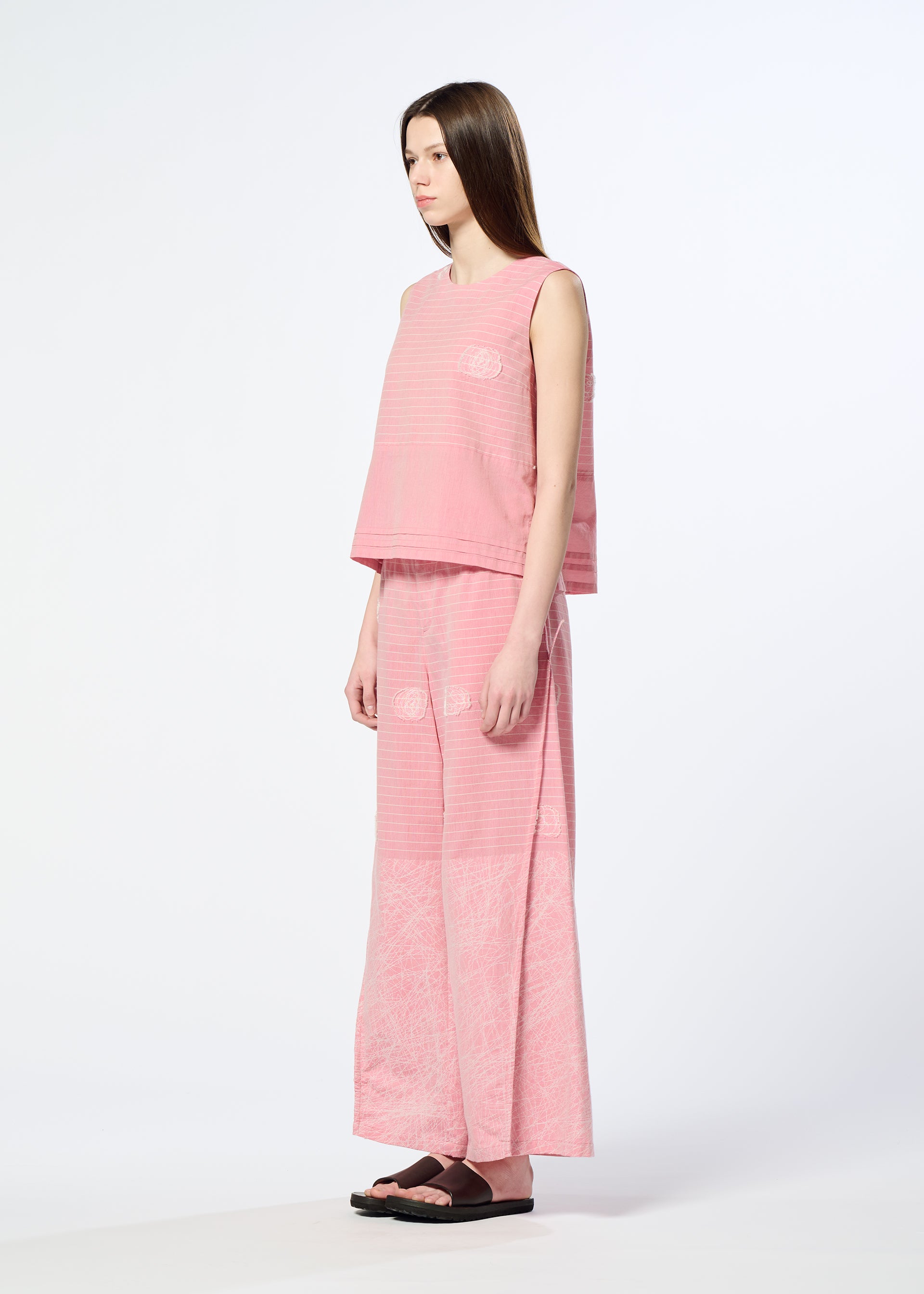 Issey Miyake One Stroke Draw tílko růžové žakárové