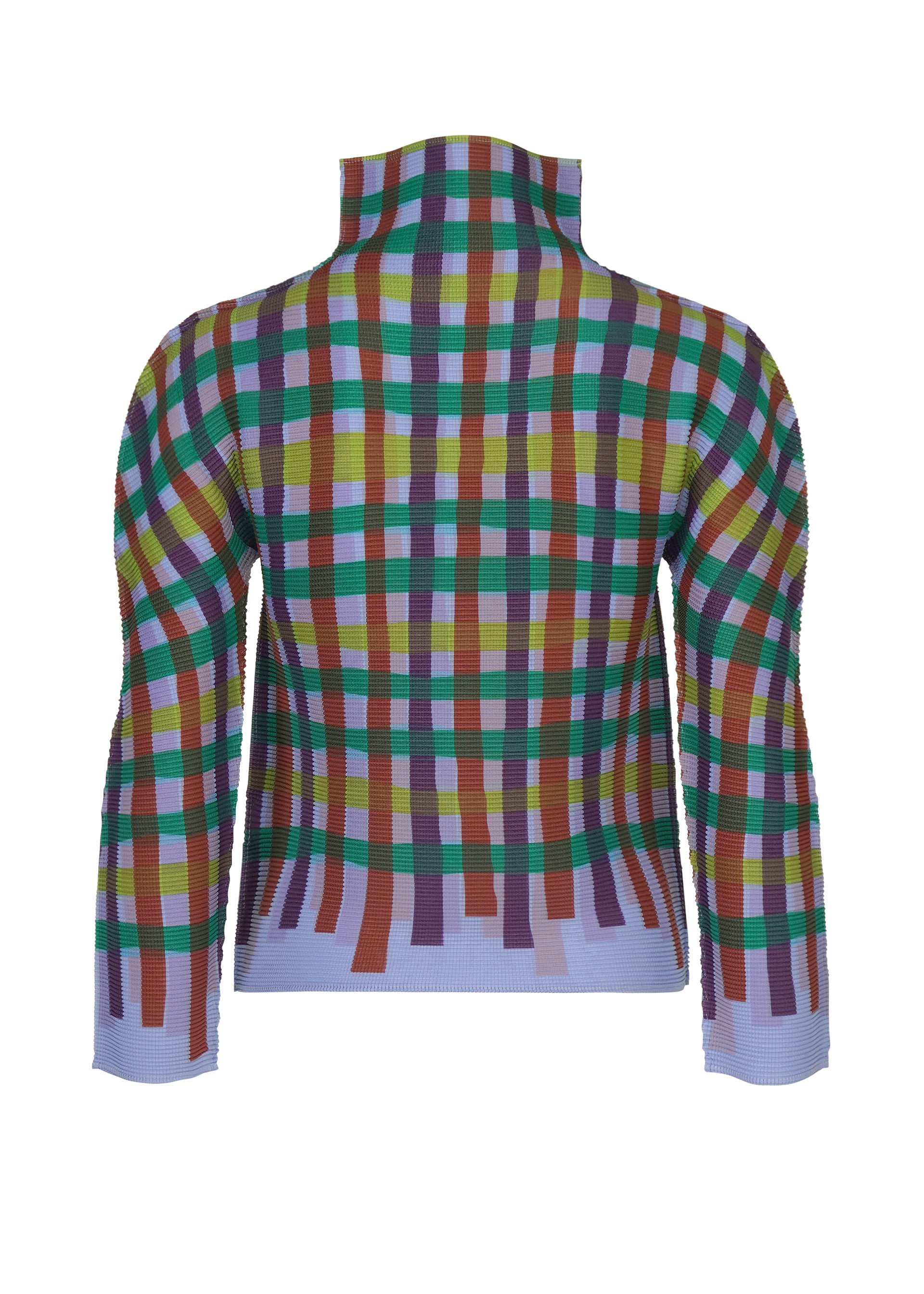 Issey Miyake Tape Check top pink-hued stretch plisé