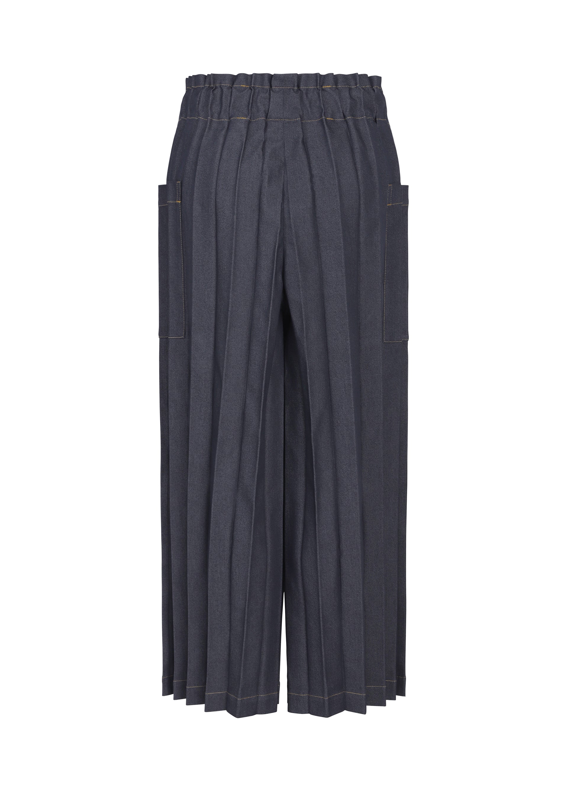 me Issey Miyake Denim Pleats kalhoty indigo denim