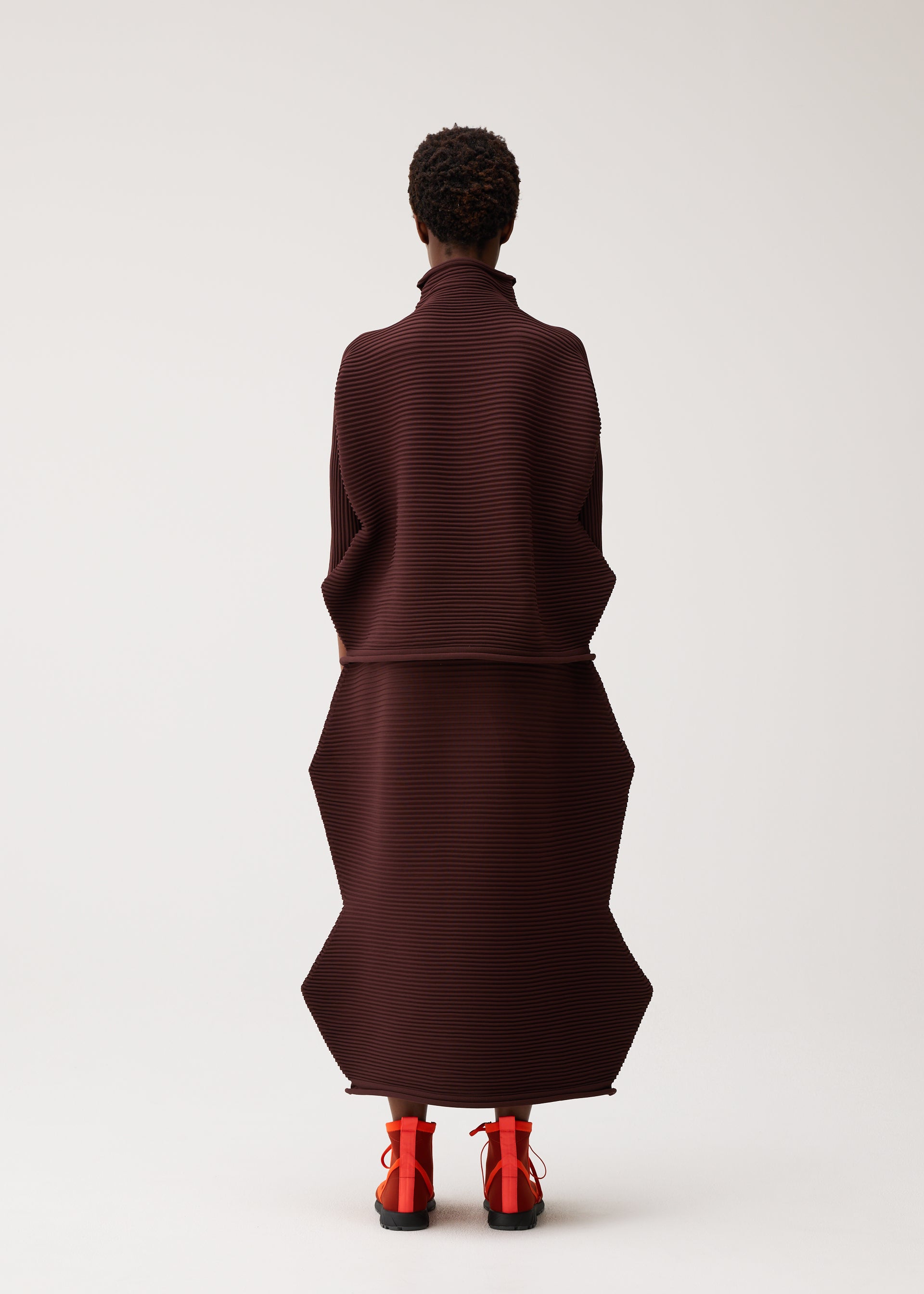 Issey Miyake Pleats Please Zig Zag Knit sukně černá bezešvá