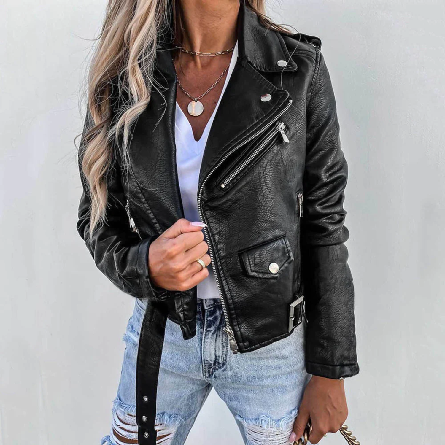 Norielle Biker koženková bunda černá krátká rock