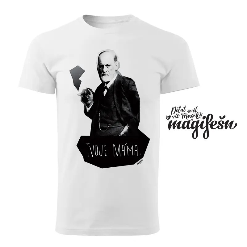 Magifešn XY Freud Tvoje máma bio tričko černé GOTS