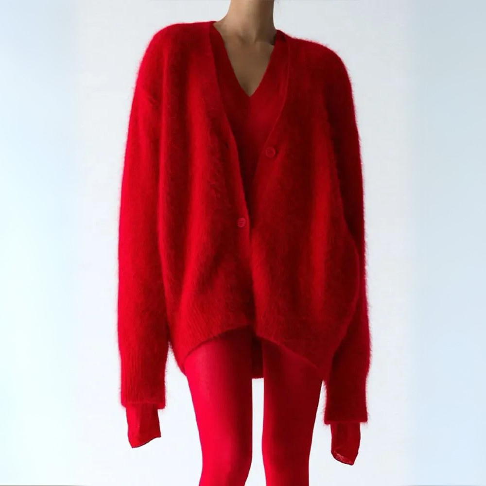 Norielle oversize svetr s výstřihem do V hnědý