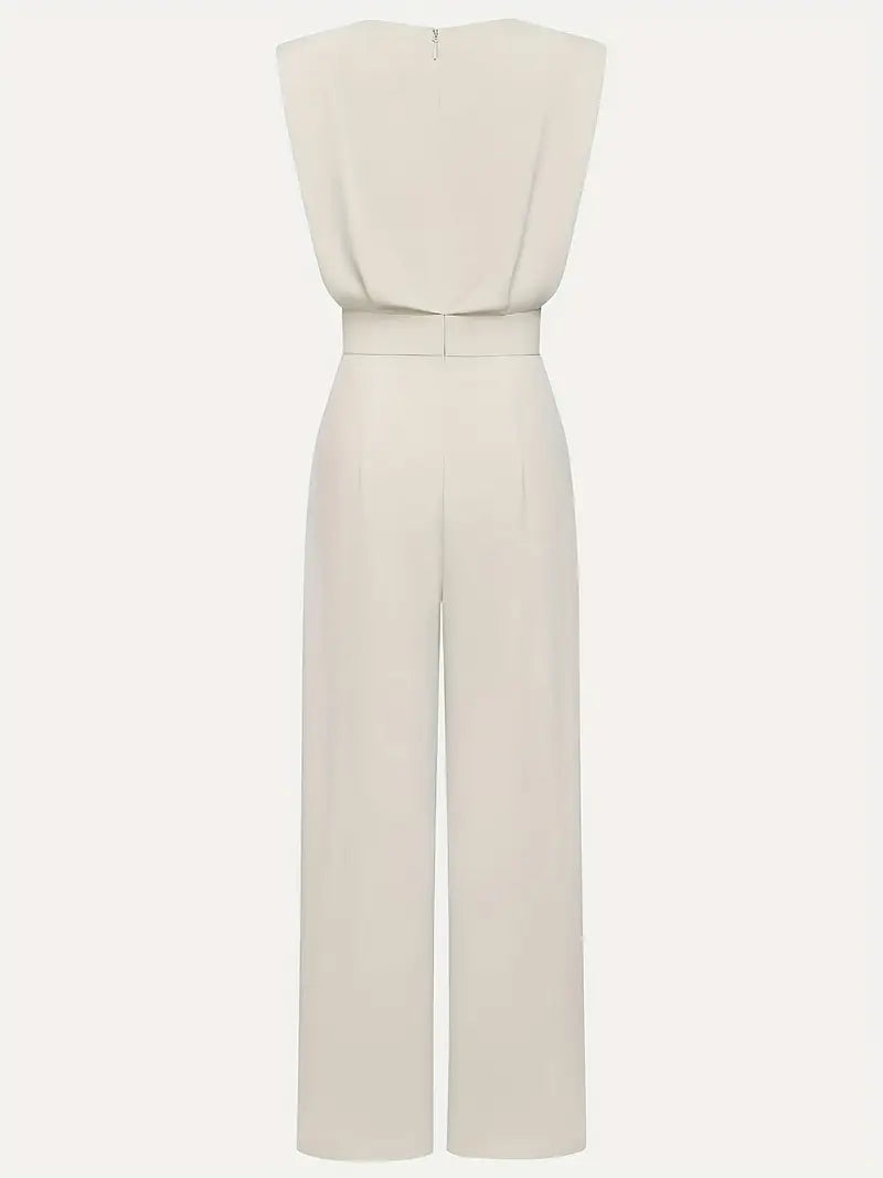 Norielle Drapé elegantní overal béžový široké nohavice