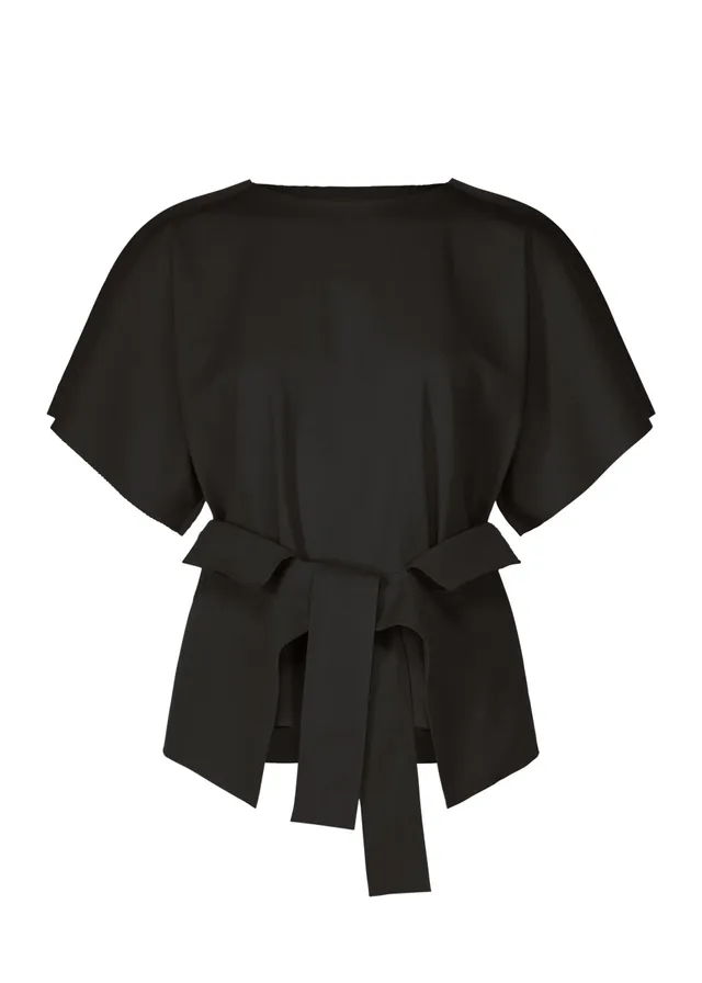 Issey Miyake me Flat Jersey top černý bavlna kapsa