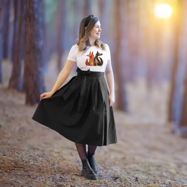 Magifešn MIDI zavinovací sukně černá bavlněná