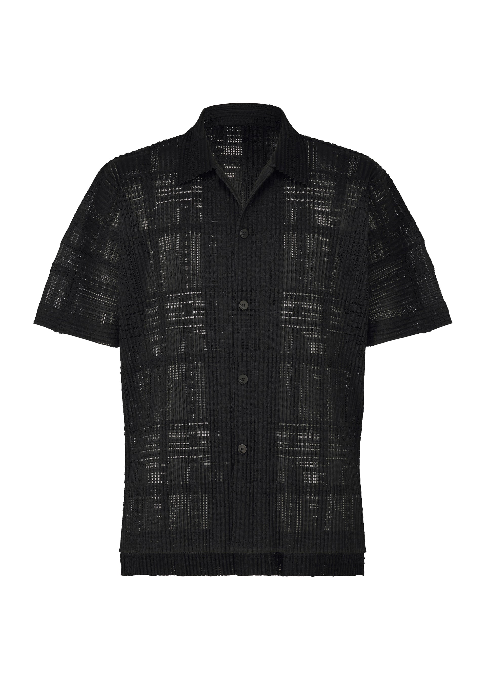 Homme Plissé Issey Miyake Lace Grid košile pánská černá 3