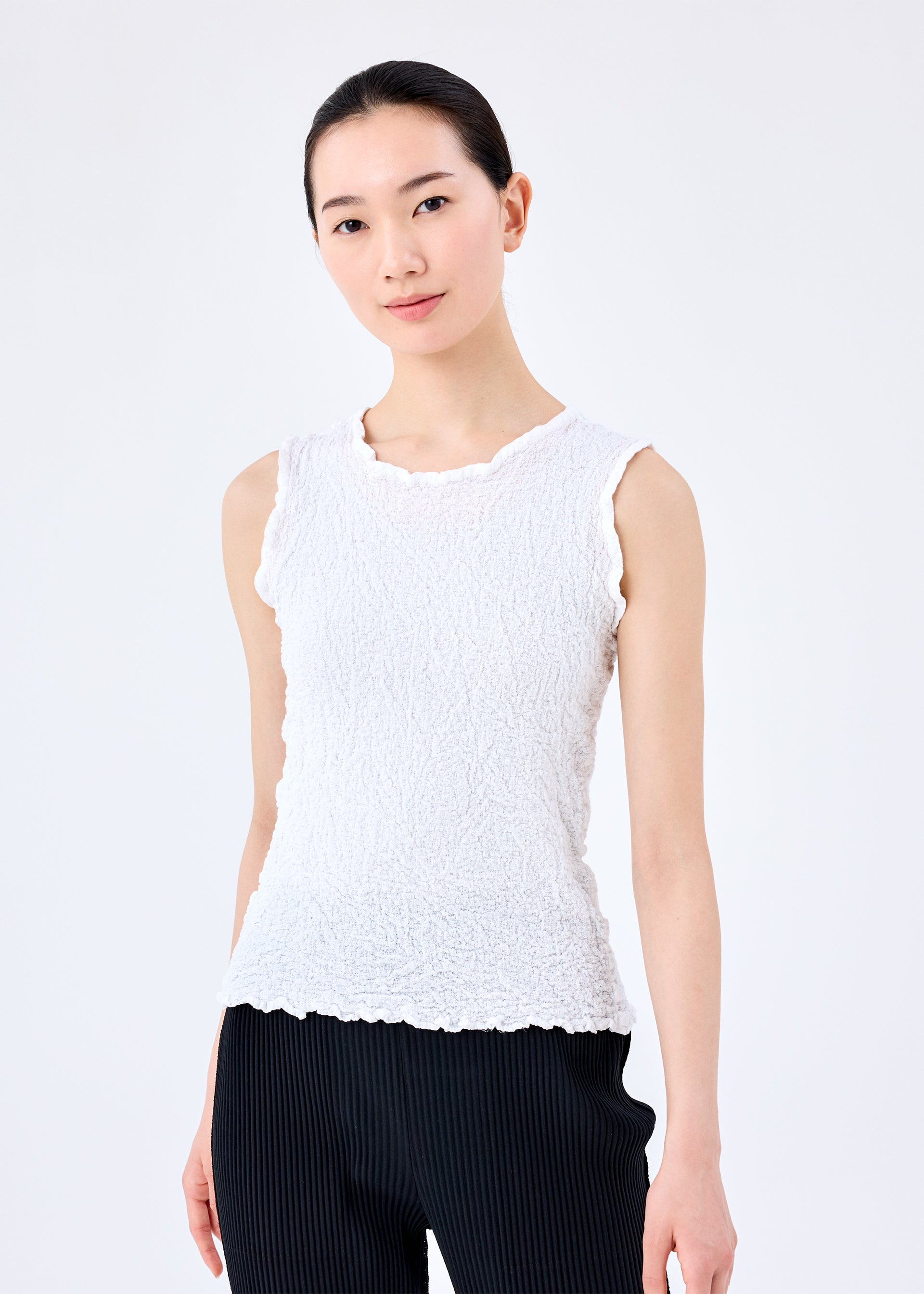 Issey Miyake Cauliflower top bez rukávů černá bavlněný