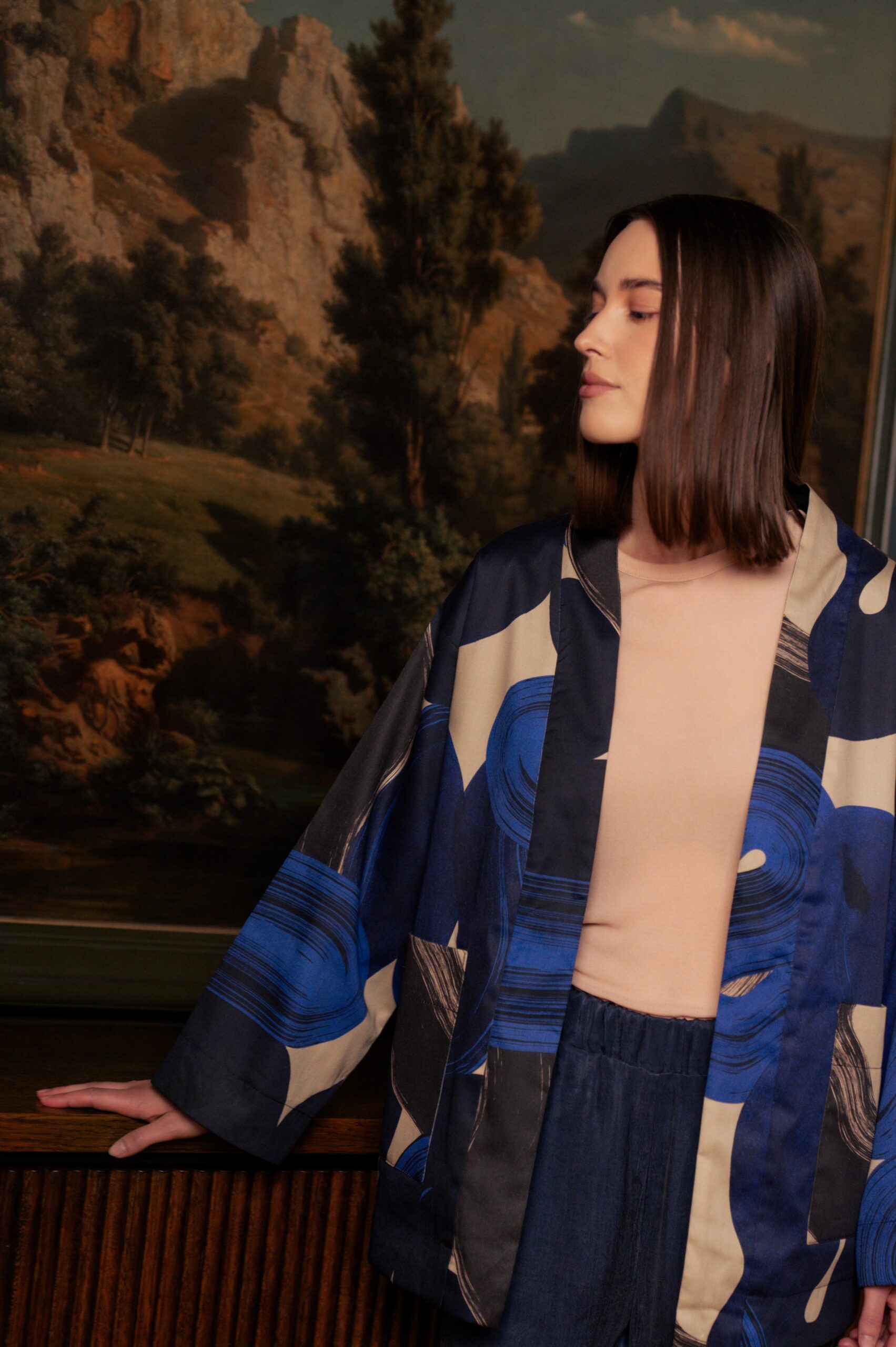 Aurelia & Zwei Frauen Blue Rothko kimono modré