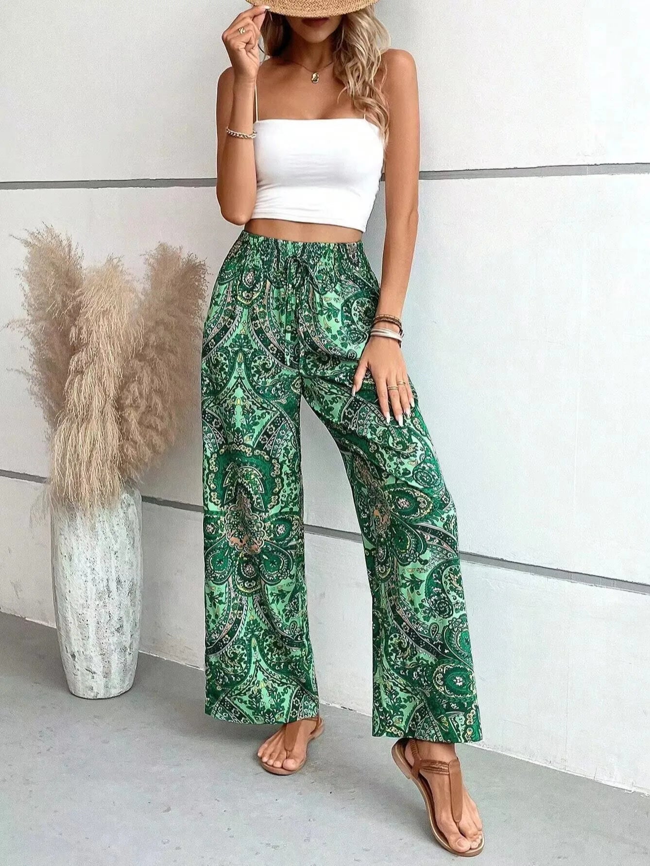 Norielle boho kalhoty se vzorem khaki
