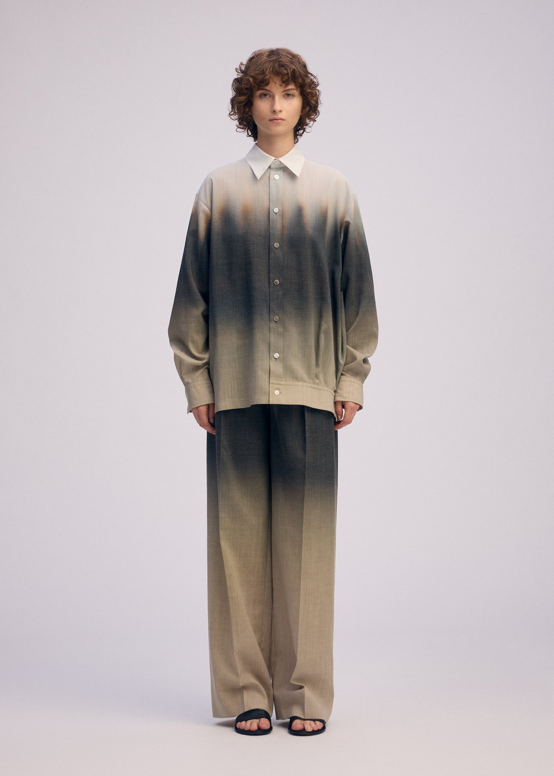 Issey Miyake Plumage vzorovaná košile Chukar ruční tisk
