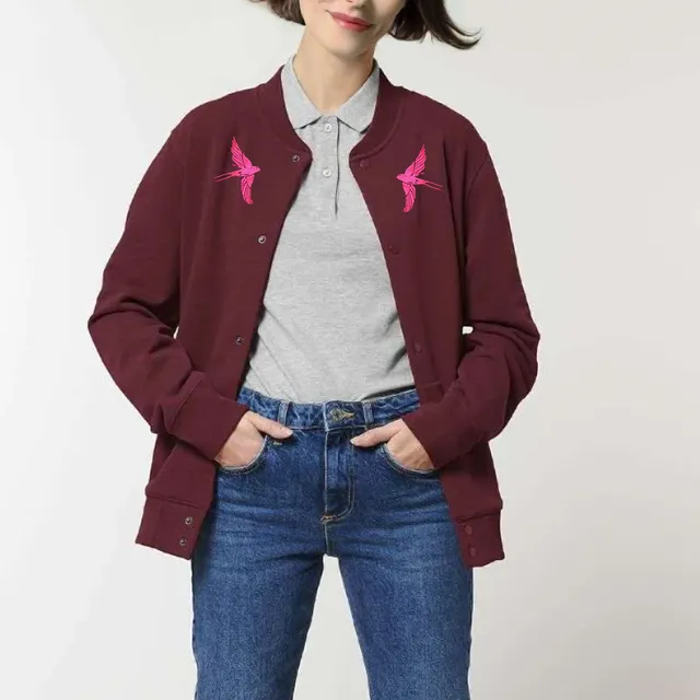 Magifešn BIO bomber Retro vlaštovky bordó biobavlna
