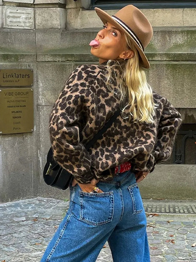 Norielle Léona dámská pletená vesta leopard hnědá