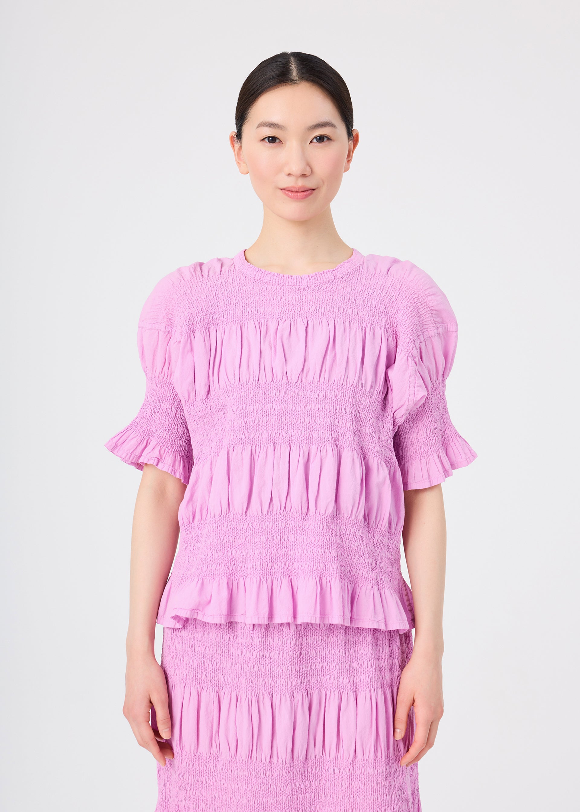 Issey Miyake Shrink Stripe top černý bavlněný