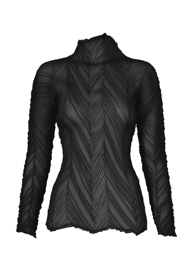 Issey Miyake Zigzag Pleats top s dlouhým rukávem Black