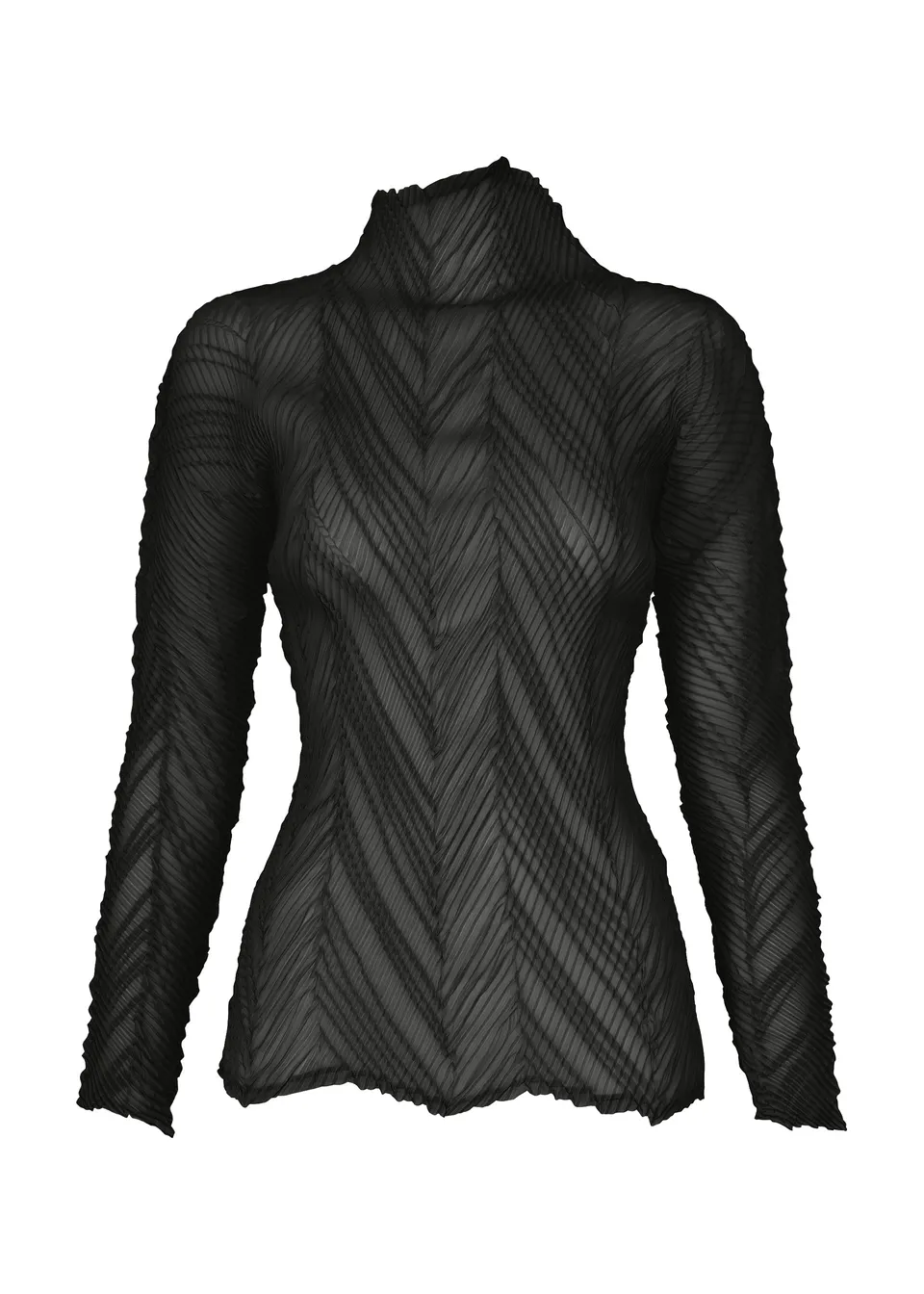 Issey Miyake Zigzag Pleats top s dlouhým rukávem Black