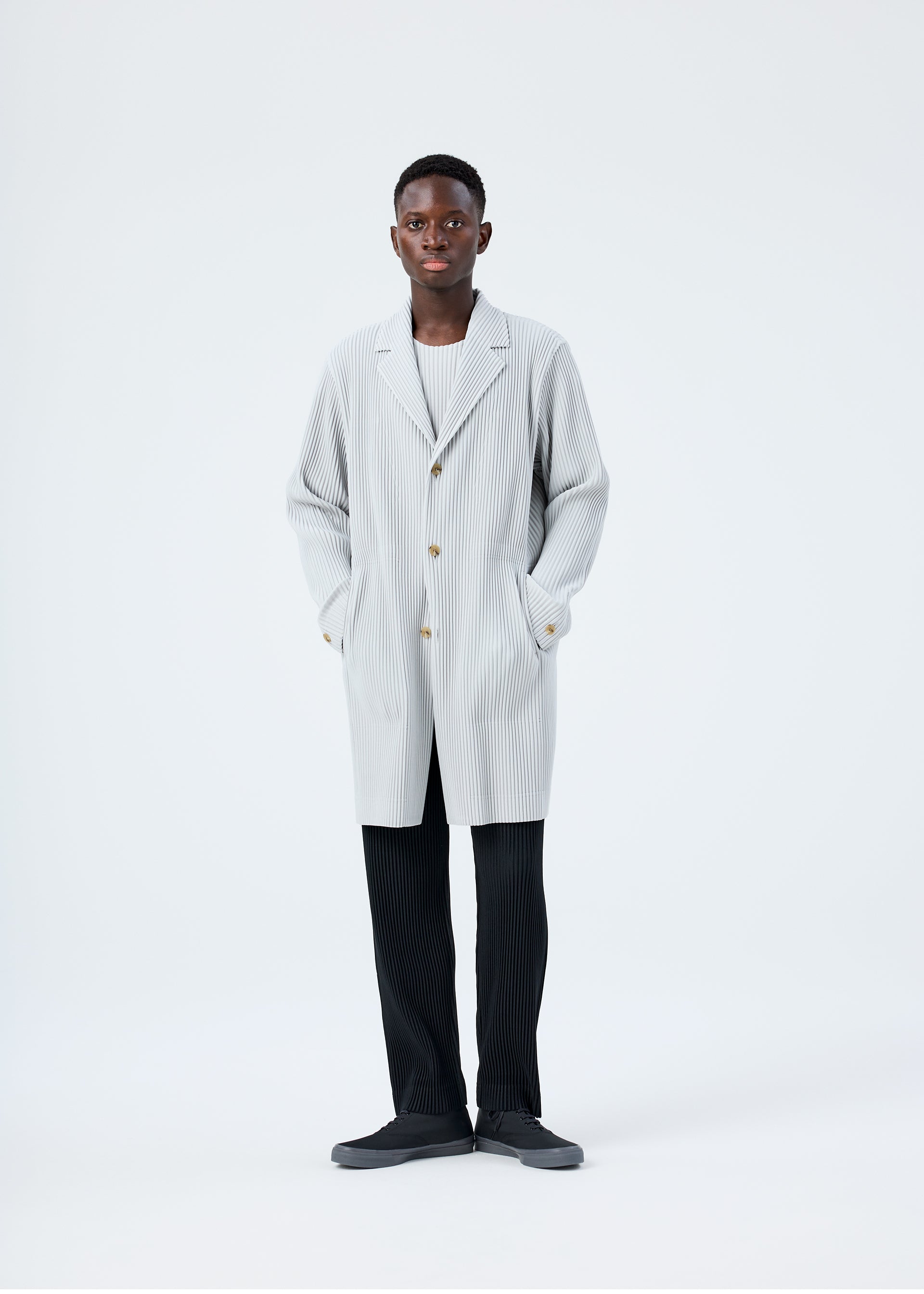 Issey Miyake BASICS dlouhé sako černé vel. 2 skládané
