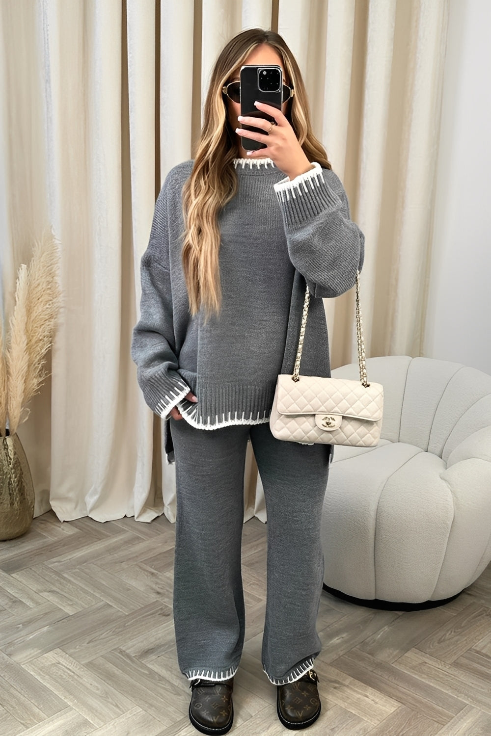 Norielle oversize pletená souprava béžová 2dílná