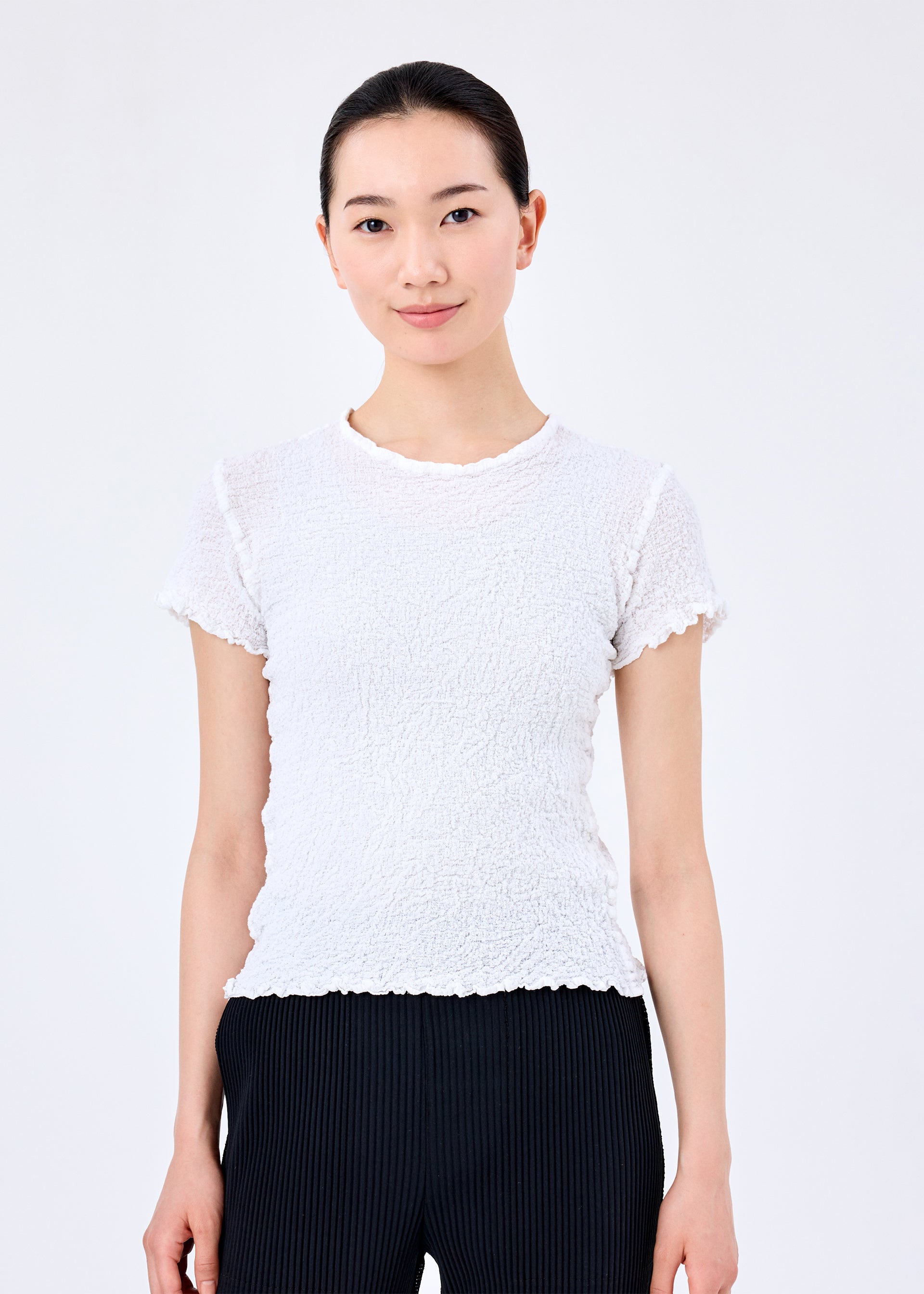 Issey Miyake Cauliflower top bílý bavlněný