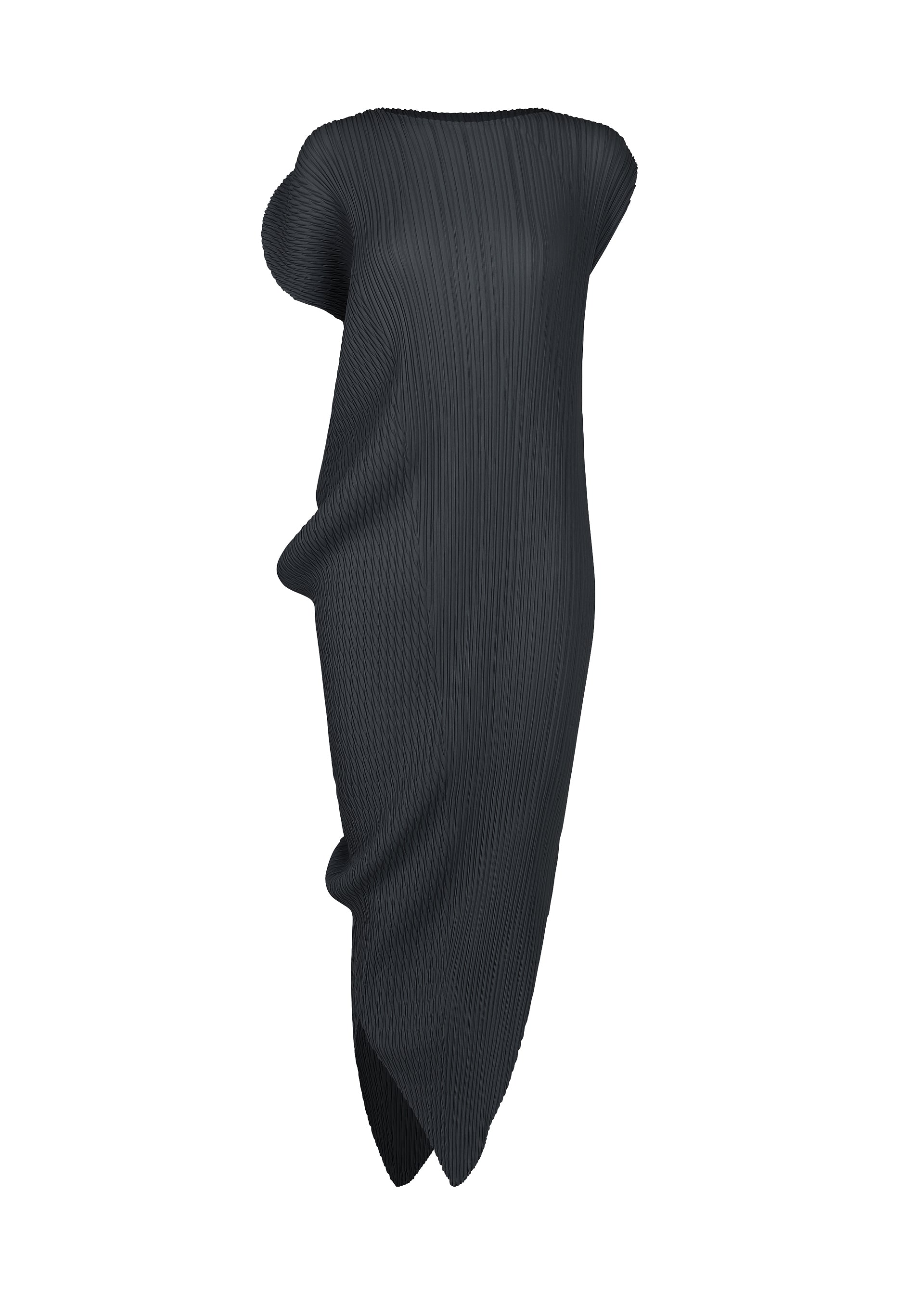 Issey Miyake Leaf Pleats šaty off-white kulatý výstřih
