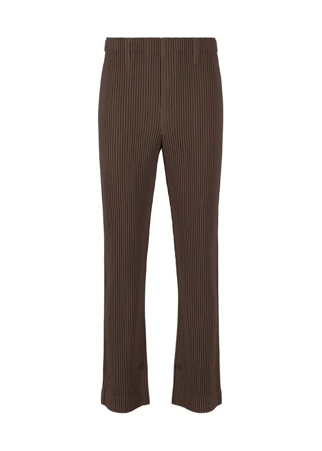 Issey Miyake Kersey Pleats HP63420 kalhoty hnědé rovne