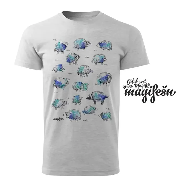 Magifešn XY tričko Ovečky a vlk modrá bio