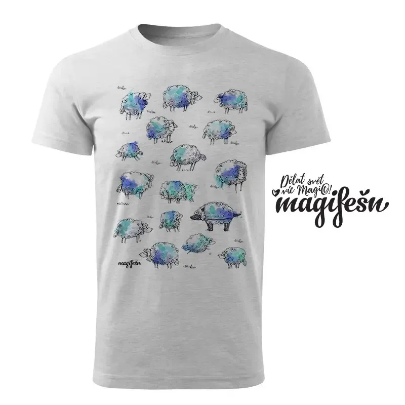 Magifešn XY tričko Ovečky a vlk modrá bio