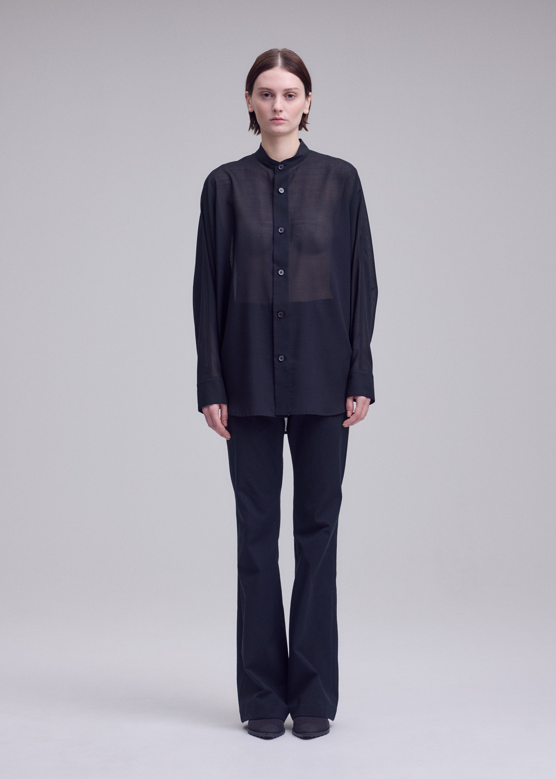 Issey Miyake Sheer Wool košile bílá průsvitná