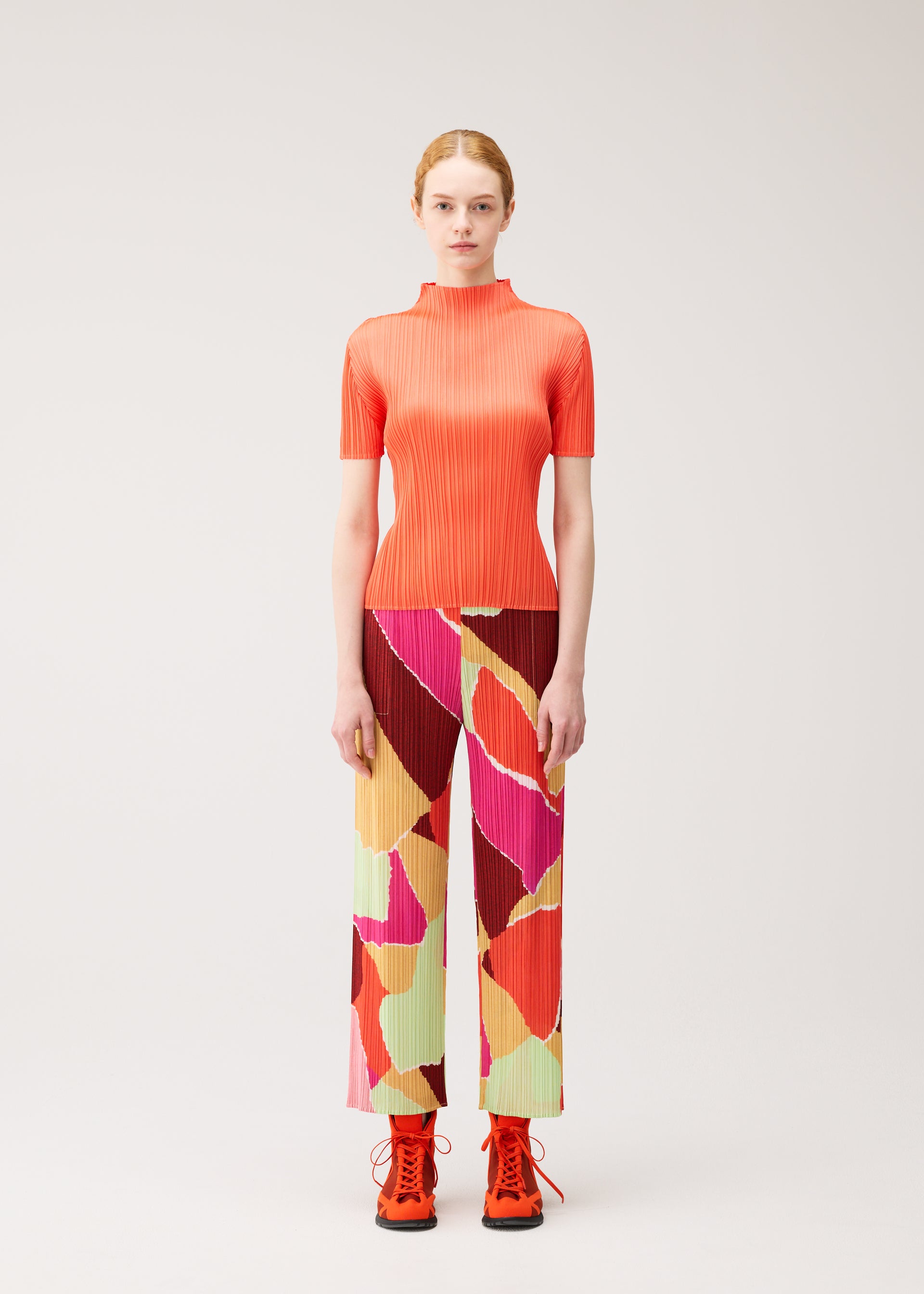 Issey Miyake Surprise kalhoty oranžové vzorované