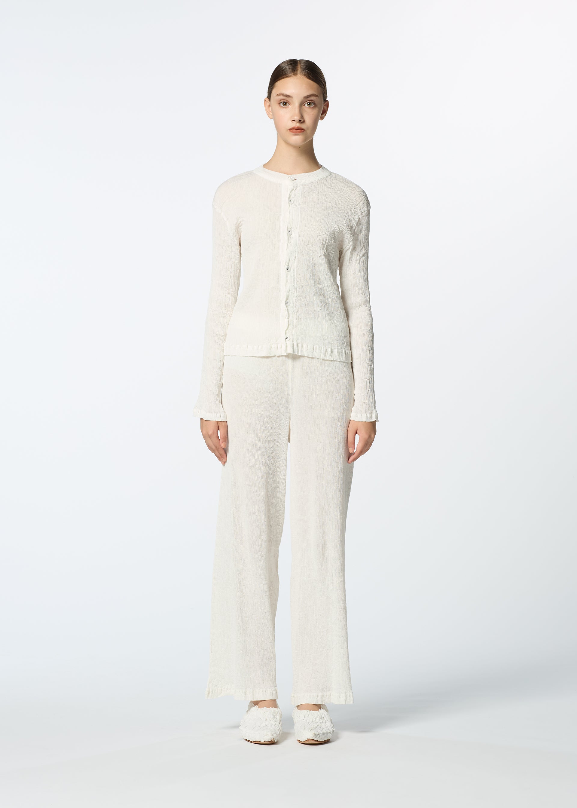 Issey Miyake Kyo Chijimi Basic kardigan bílá vel. 2 bavlna