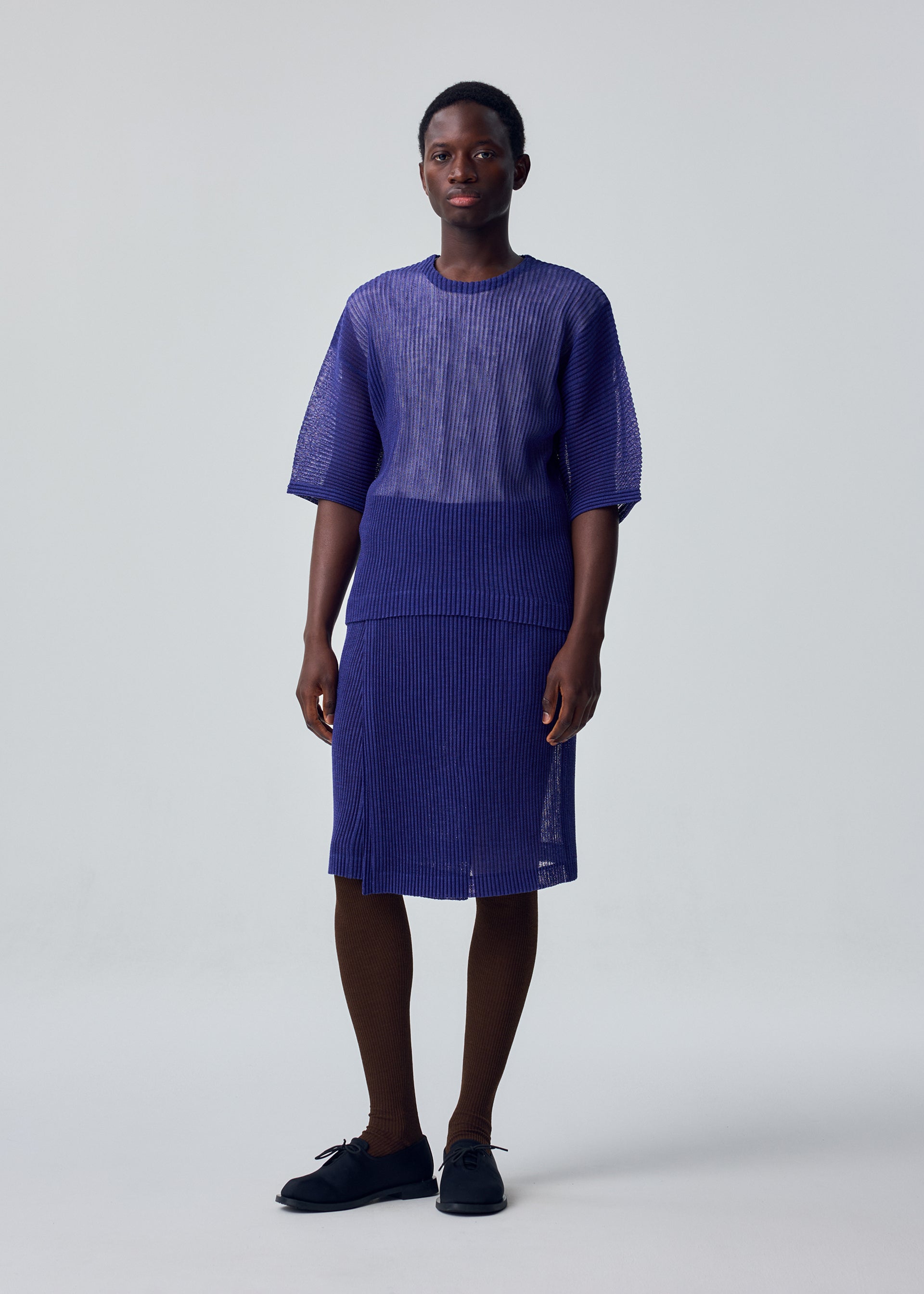 Issey Miyake Rustic Mesh zavinovací sukně černá