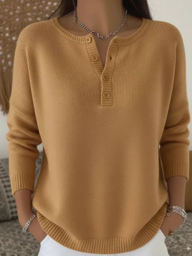 Norielle svetr Henley černý pletený s knoflíky