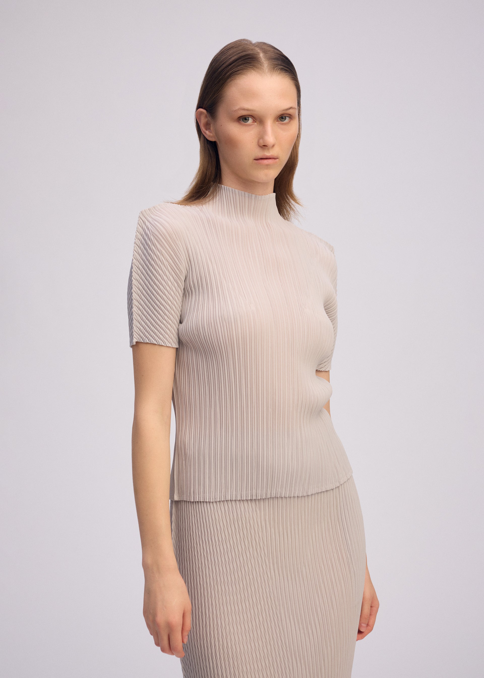 Issey Miyake Box Shoulder Pleats top šedá 2