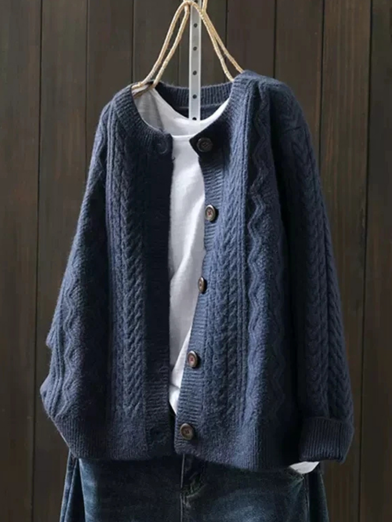 Norielle Camel pletený kardigan béžová copánkový vzor S–3XL
