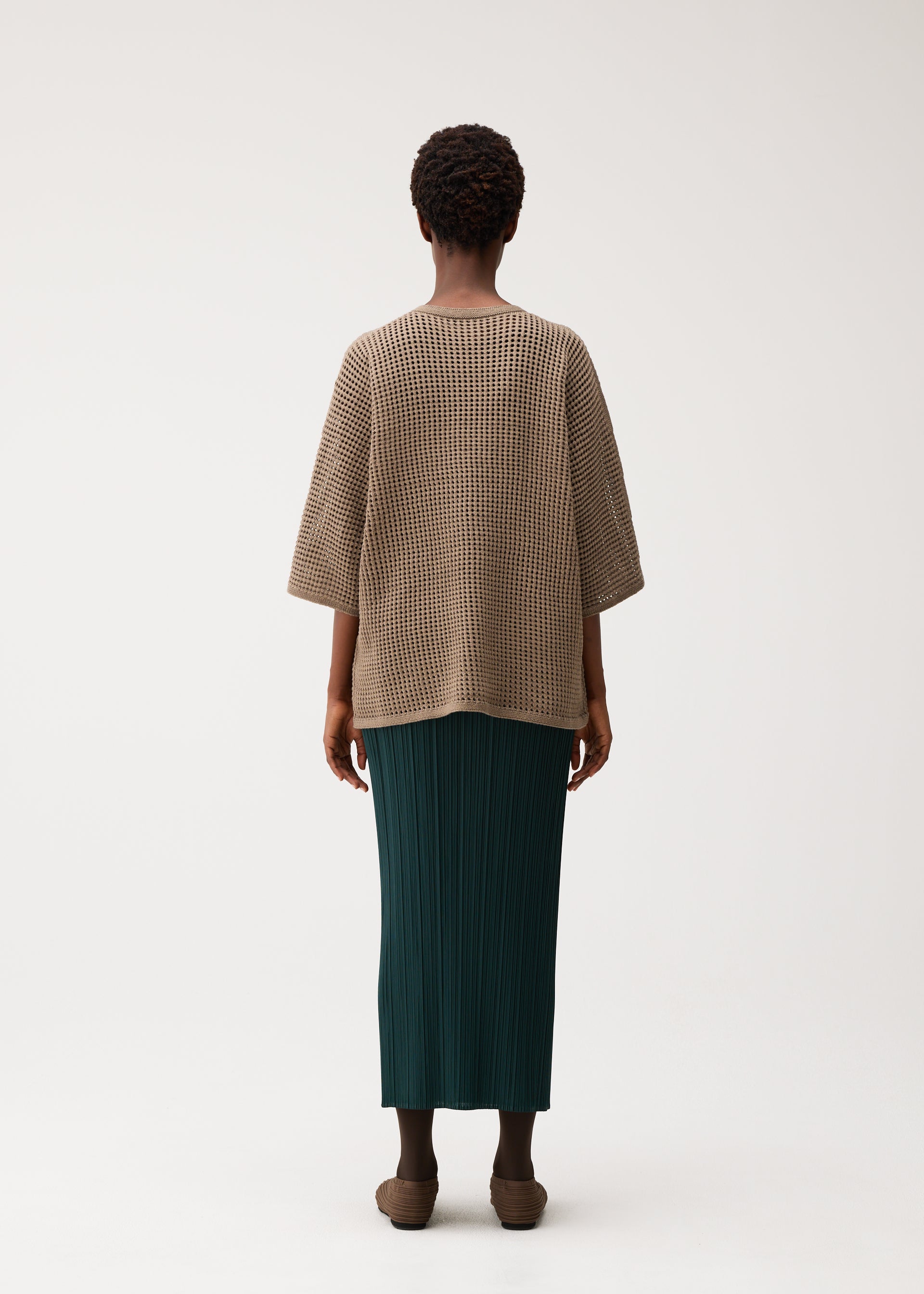 Pleats Please Issey Miyake Dot Knit vlněný svetr černý