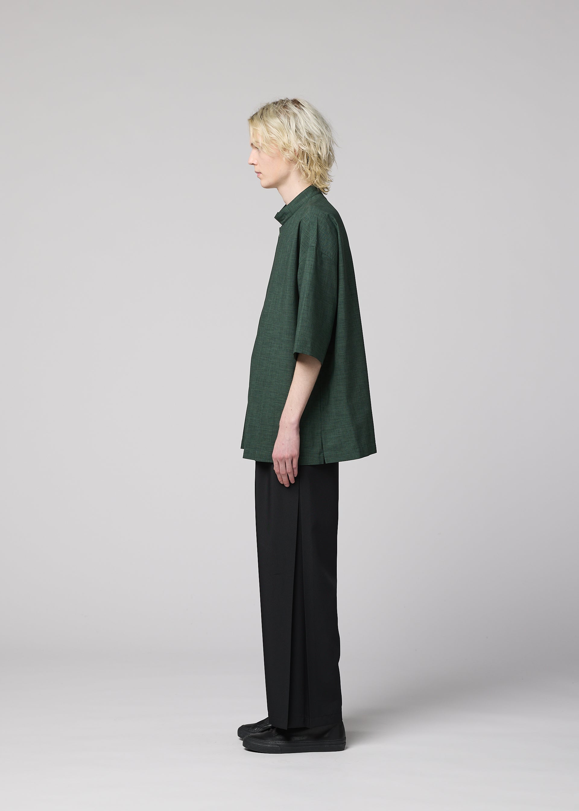 Issey Miyake Linen Like košile světle béžová krátký rukáv