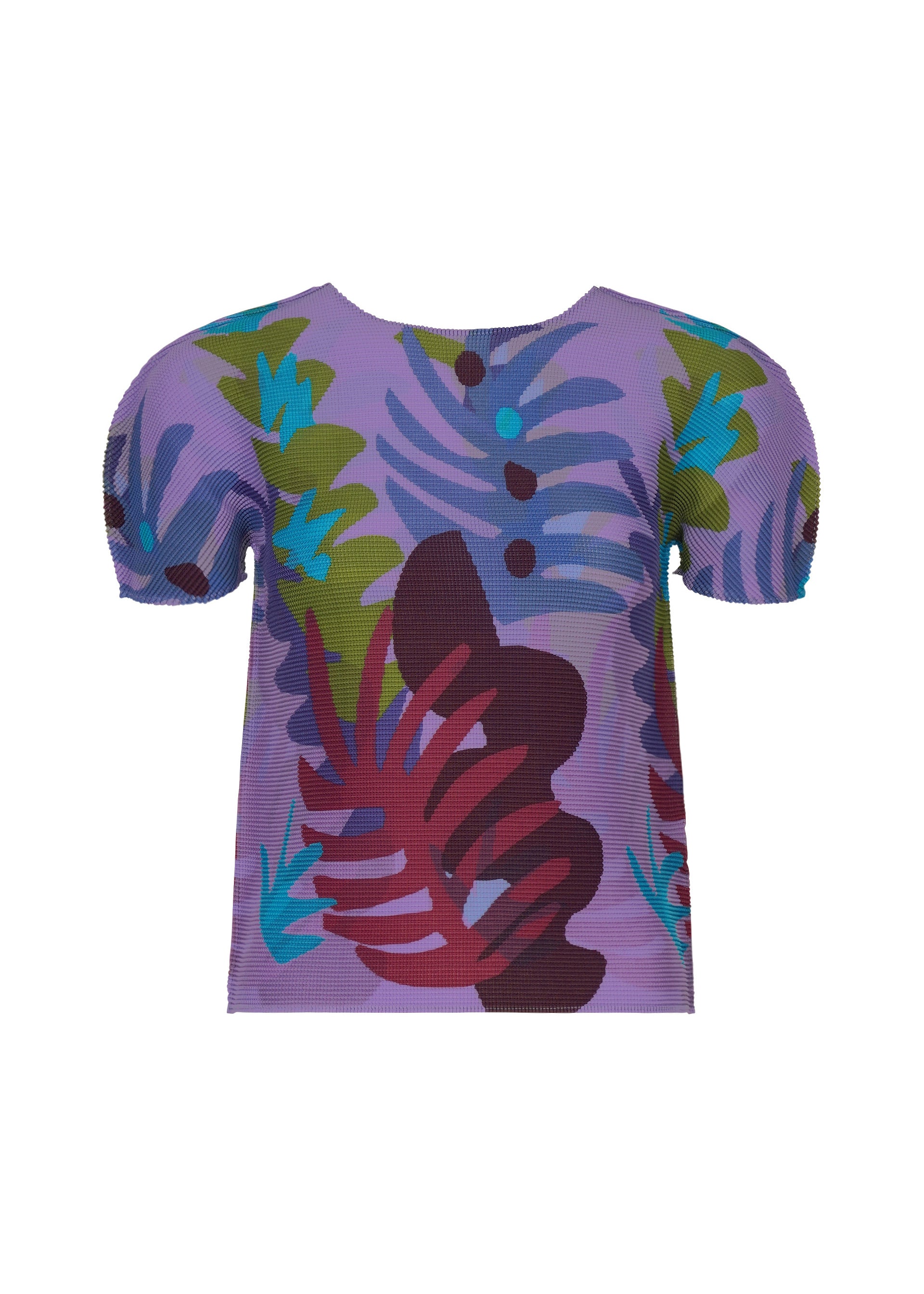 Issey Miyake Jungle top oranžový plisovaný s krátkým rukávem