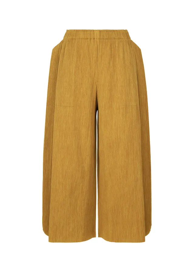 Issey Miyake Mix Fine Knit Pleats kalhoty žluté široké